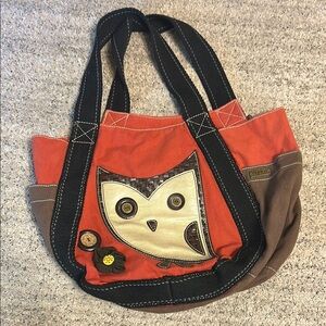 Chala Purse Canvas Owl Handbag Large Zip Tote Bag